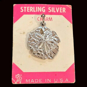 VTG Sand Dollar Sterling Silver Charm Travel Souvenir Beach Nautical USA NOS